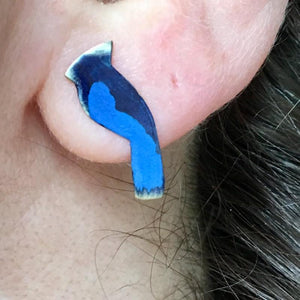 Blue Jay earrings on sterling posts - Nora Catherine