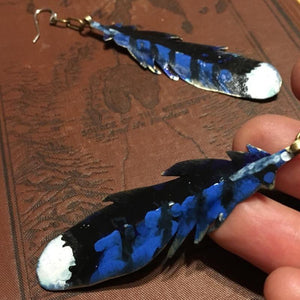 Blue Jay Feather earrings - Nora Catherine