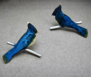 Blue Jay on Sterling Branch necklace and earrings set - Nora Catherine
