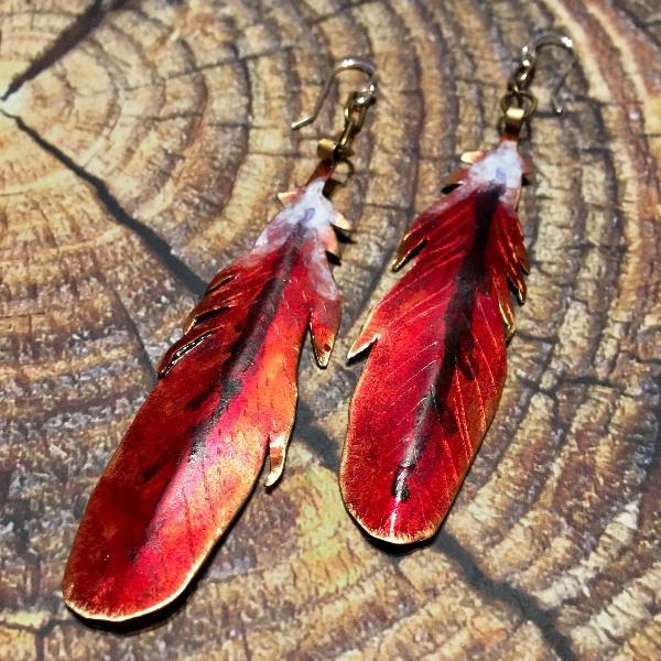 Cardinal Feather earrings