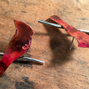 Cardinal on Sterling Branch post earrings - Nora Catherine