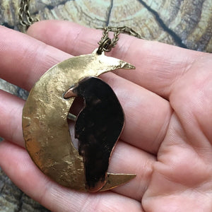 Raven / Crow moon pendant necklace - Nora Catherine