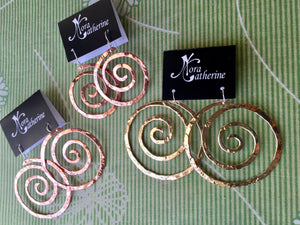Ancient Spiral hanging earrings in copper, bronze or sterling silver (LG-SM) - Nora Catherine