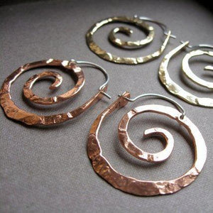 Ancient Spiral hoops in copper, bronze or sterling silver (SM) - Nora Catherine