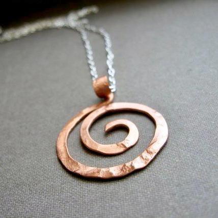 Ancient Spiral necklace in copper, bronze or sterling silver (MD