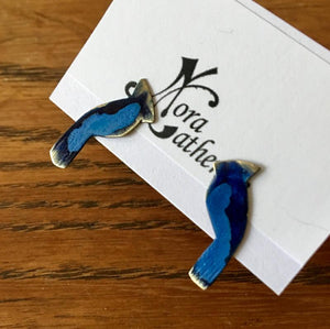 Blue Jay earrings on sterling posts - Nora Catherine