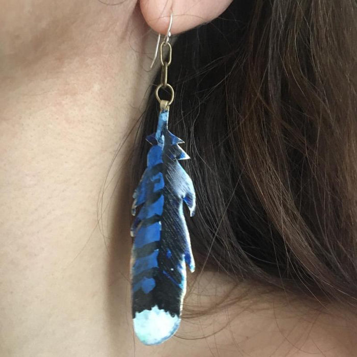 Blue Jay Feather earrings