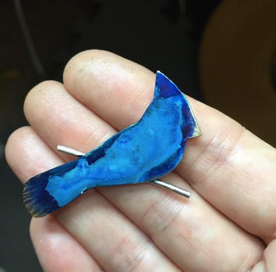 Blue Jay on Sterling Branch hat/lapel pin (LG)