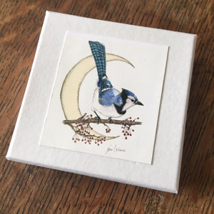 Blue Jay on Sterling Branch post earrings - Nora Catherine