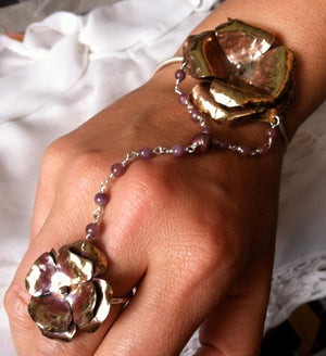 Camellia bangle bracelet and ring set - Nora Catherine