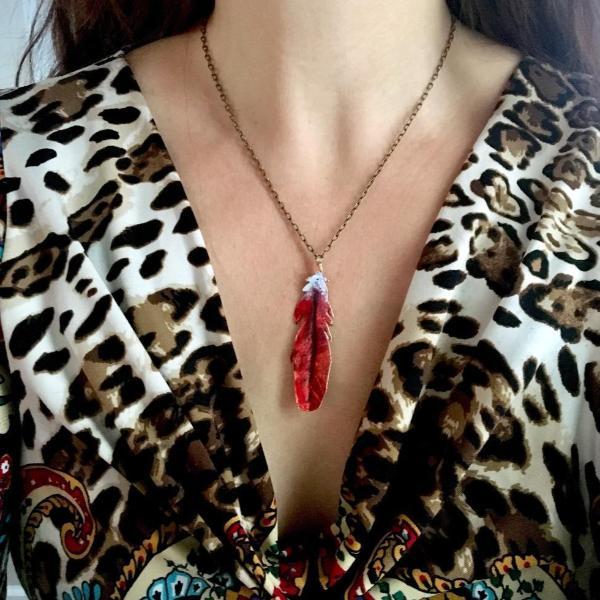 Cardinal Feather necklace