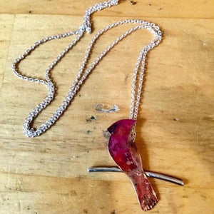 Cardinal on Sterling Branch necklace - Nora Catherine