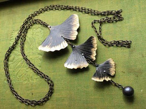 Cascading Ginkgo Leaf tassel necklace - Nora Catherine