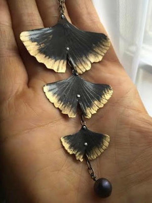 Cascading Ginkgo Leaf tassel necklace - Nora Catherine