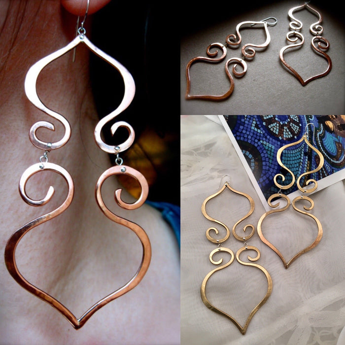 Chandelier Turkish Swirl earrings in copper, bronze or sterling silver