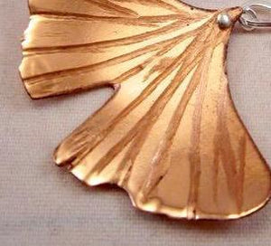 Double Cascading Ginkgo Leaf earrings in copper, bronze or sterling - Nora Catherine