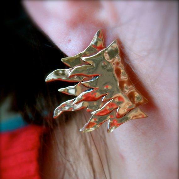 Double Flame post earrings