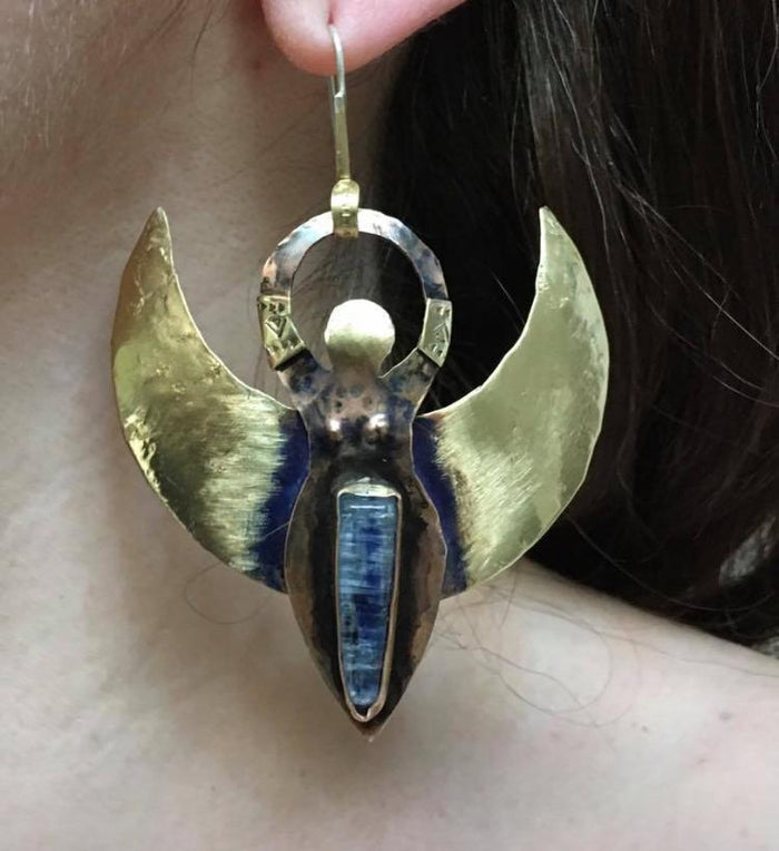 Epic Warrior Goddess earrings w/kyanite beads