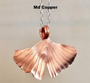 Ginkgo Leaf necklace in copper, bronze or sterling (SM) - Nora Catherine