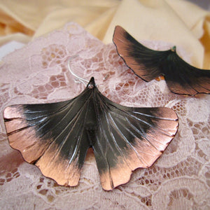 Ginkgo Leaf patina earrings in copper, bronze or sterling (MD) - Nora Catherine