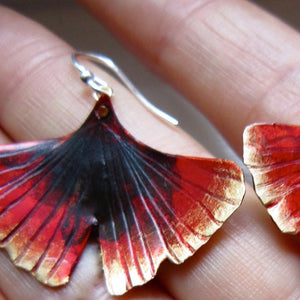 Ginkgo Leaf patina earrings in copper, bronze or sterling (MD) - Nora Catherine