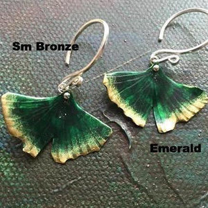 Ginkgo Leaf patina earrings in copper, bronze or sterling (SM) - Nora Catherine