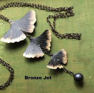 Ginkgo Leaf patina necklace in copper, bronze or sterling (LG) - Nora Catherine