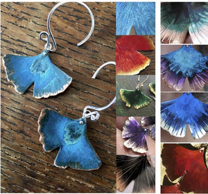 Ginkgo Leaf patina post earrings in copper, bronze or sterling (SM) - Nora Catherine