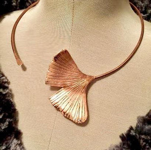 Ginkgo Leaf statement collar in copper, bronze or sterling - Nora Catherine