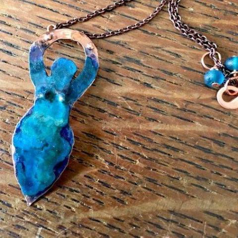 Goddess necklace in copper, bronze or sterling (LG or MD)