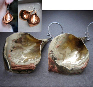 Hammered Calla Lily earrings in copper, bronze or sterling (MD) - Nora Catherine