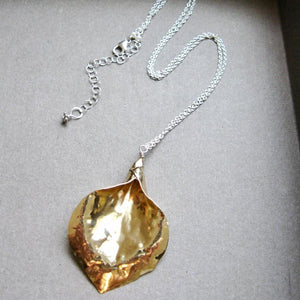 Hammered Calla Lily necklace in copper, bronze or sterling (MD) - Nora Catherine
