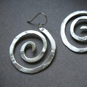 Ancient Spiral hanging earrings in copper, bronze or sterling silver (LG-SM) - Nora Catherine