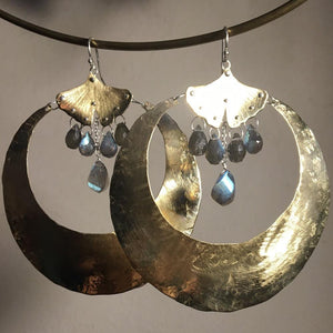 Labradorite ginkgo hoop earrings - Nora Catherine