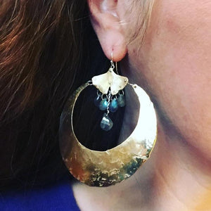 Labradorite ginkgo hoop earrings - Nora Catherine