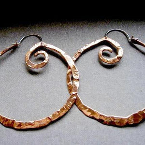 Lightweight Swirl Hoops in copper, bronze or sterling silver (MD) - Nora Catherine