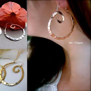 Lightweight Swirl Hoops in copper, bronze or sterling silver (SM) - Nora Catherine