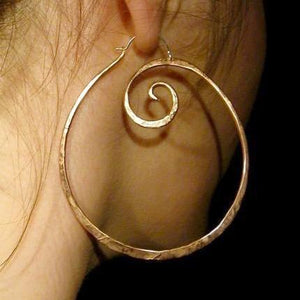 Lightweight Swirl Hoops in copper, bronze or sterling silver (XL) - Nora Catherine