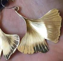 Long-stem Ginkgo Leaf earrings in copper, bronze or sterling (LG-SM) - Nora Catherine
