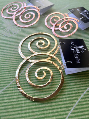 Md Ancient Spiral hanging earrings in copper, bronze or sterling silver - Nora Catherine