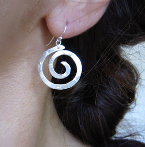 Md Ancient Spiral hanging earrings in copper, bronze or sterling silver - Nora Catherine