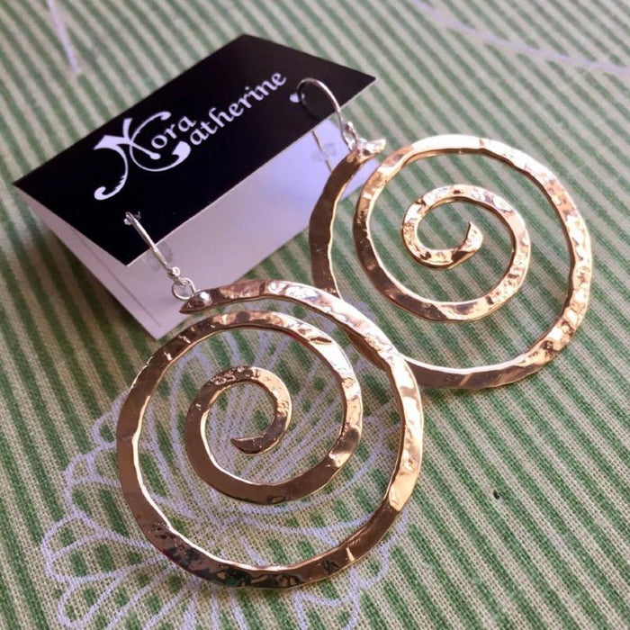 Md Ancient Spiral hanging earrings in copper, bronze or sterling silver