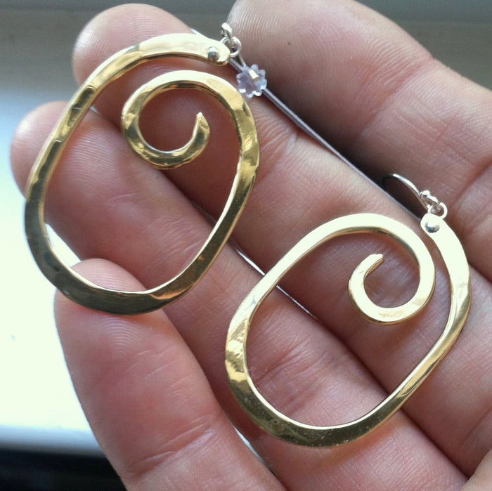 Oval Swirl hanging earrings in copper, bronze or sterling silver
