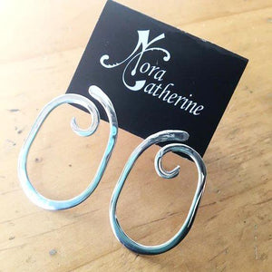 Oval Swirl post earrings in copper, bronze or sterling silver - Nora Catherine