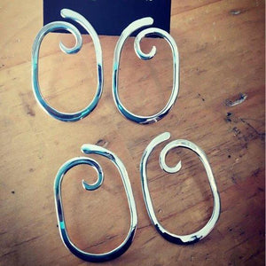 Oval Swirl post earrings in copper, bronze or sterling silver - Nora Catherine