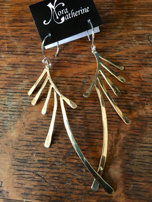 Pheasant Feather hanging earrings in copper, bronze or sterling silver (MD) - Nora Catherine