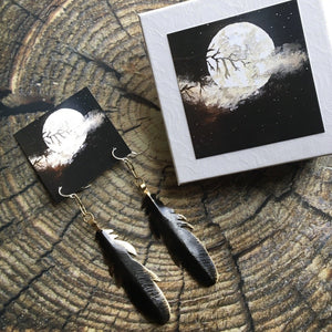 Raven / Crow Feather earrings - Nora Catherine