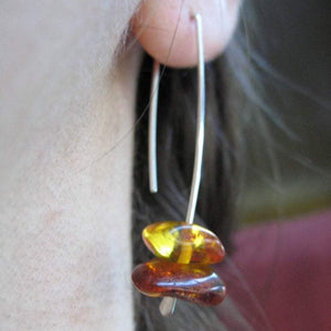 Simple and Sleek amber and sterling earrings - Nora Catherine