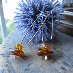 Simple and Sleek amber and sterling earrings - Nora Catherine