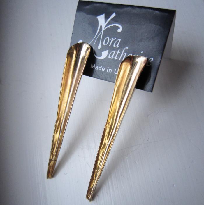 Stiletto Spike post or hanging earrings in copper, bronze or sterling (SM)